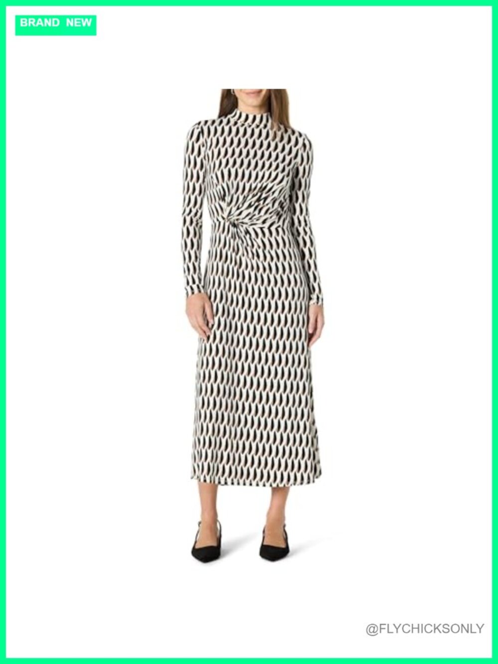 Fit and Flare Long Sleeve Maxi Dress Stretch Jersey Draped